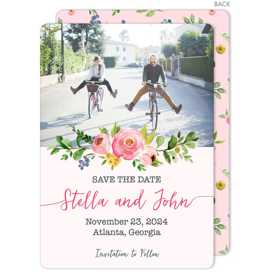Rose Sprig Photo Save The Date Cards